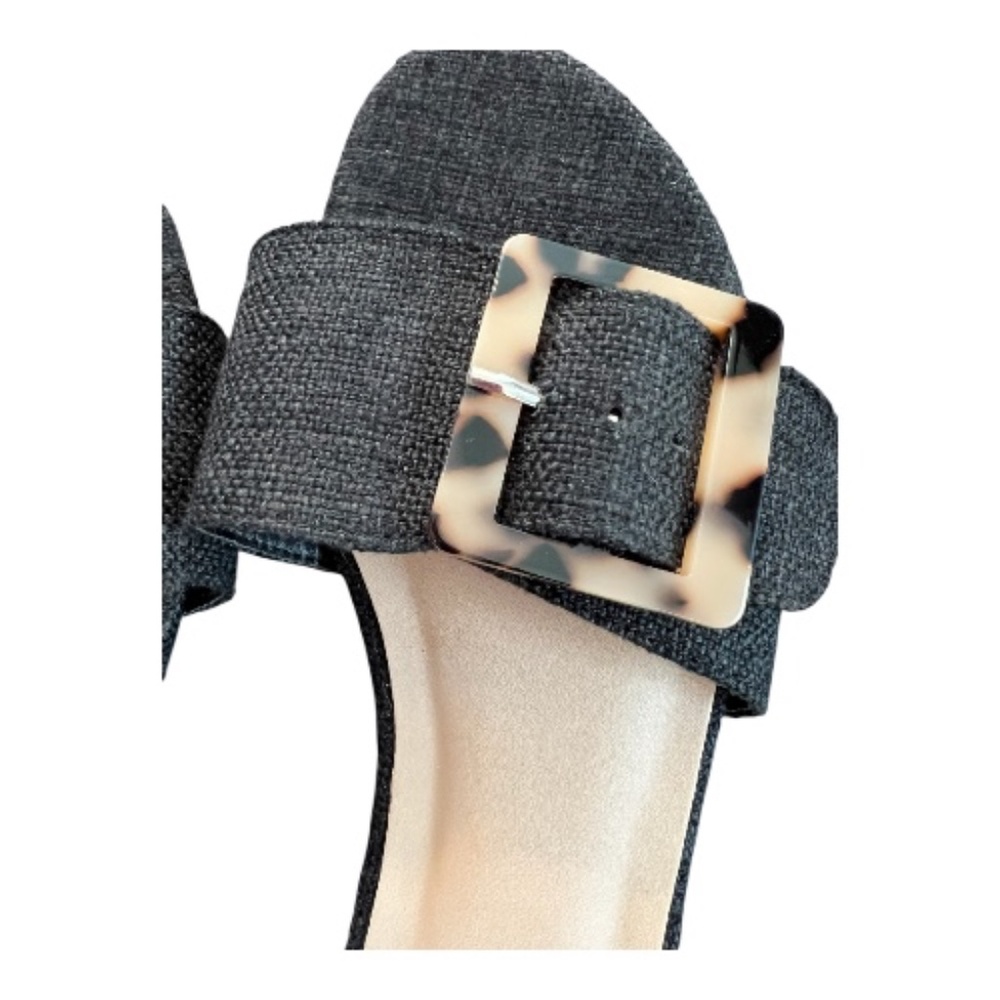 EUC Scoop black woven leopard buckle open toe slides | size 7.5 - Picture 2 of 5